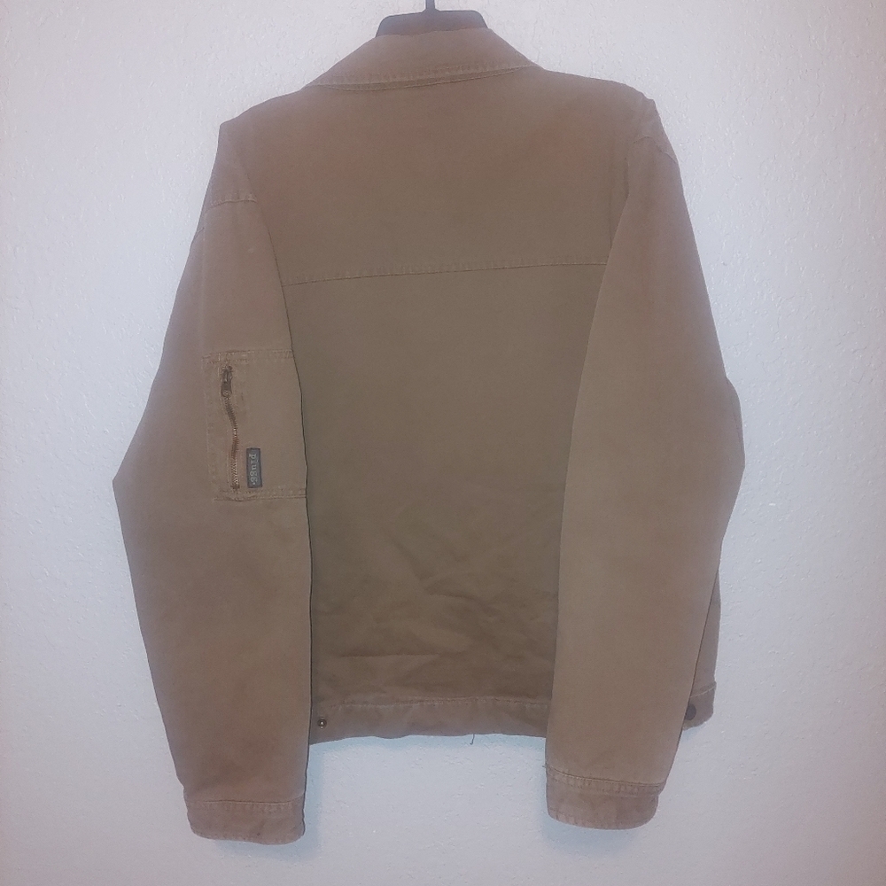 Vtg Plugg Winter Brown Coat Blk Quilt Lining  Mens Size Large - Picture 2 of 7